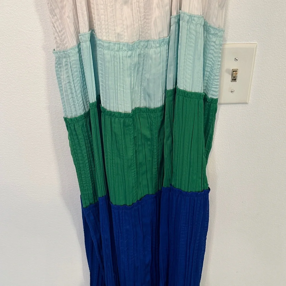 Sleeveless Colorblock Maxi Dress in Cream, Mint, Green & Blue. Size 18/20W - Picture 9 of 10